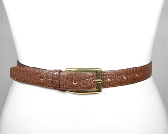 Embossed Vintage Tan Leather Belt for Women - Etsy display picture 2