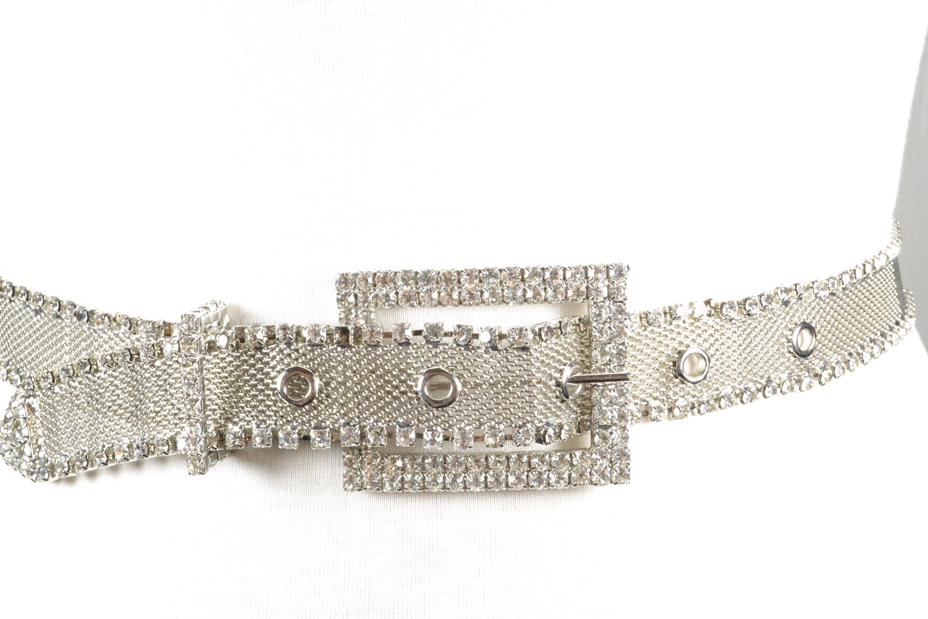 Vintage Elegant Silver Crystal Belt buckle Rhinestone Antique Silver Western Floral Engraved Hand  main image 2