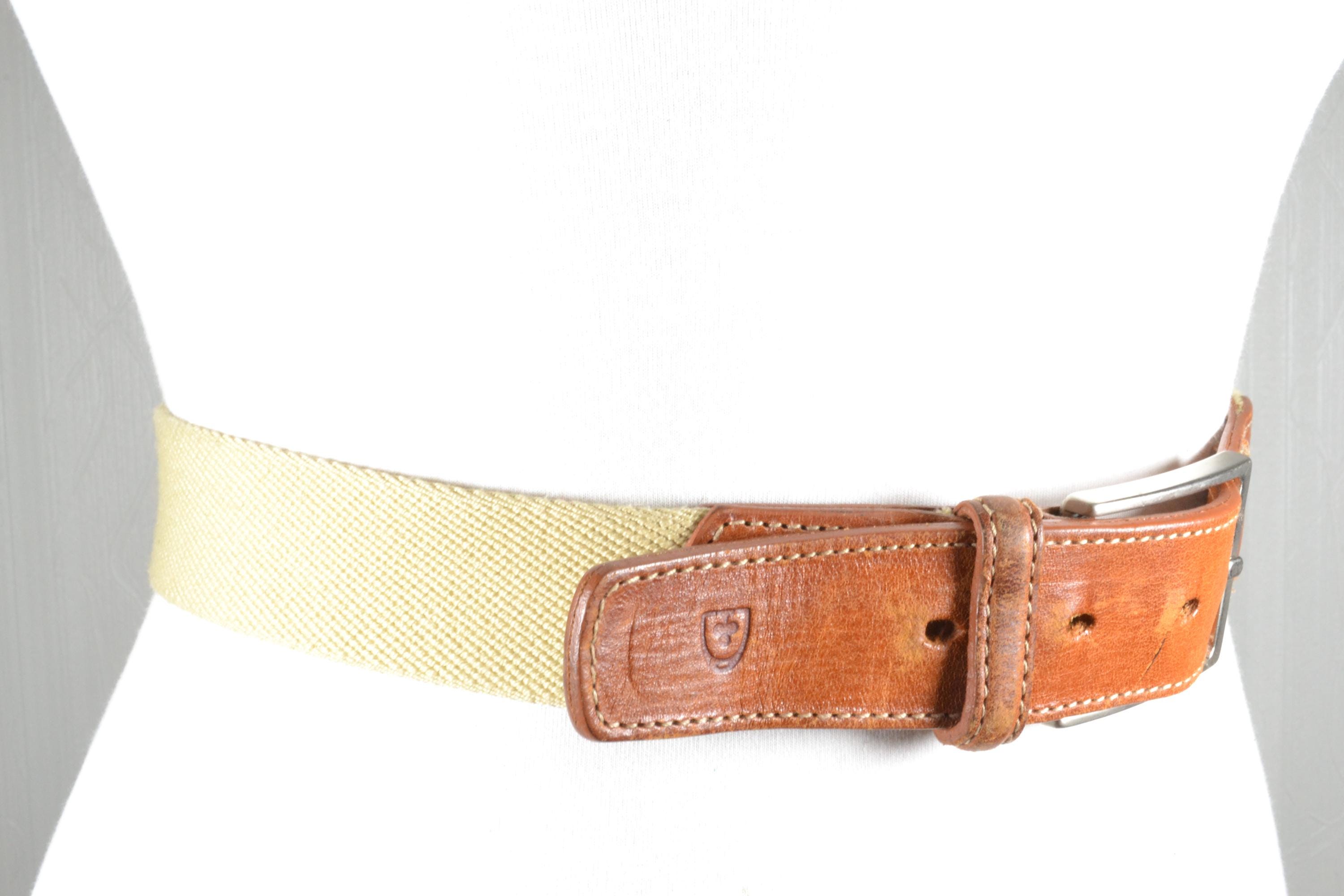 Vintage Beige Canvas Belt: Brown Leather Accents, Rustic  display picture 2