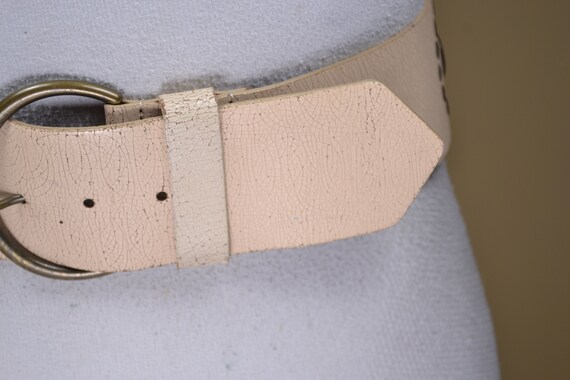Beige Bronze Riveted Leather Belt for women - image 5