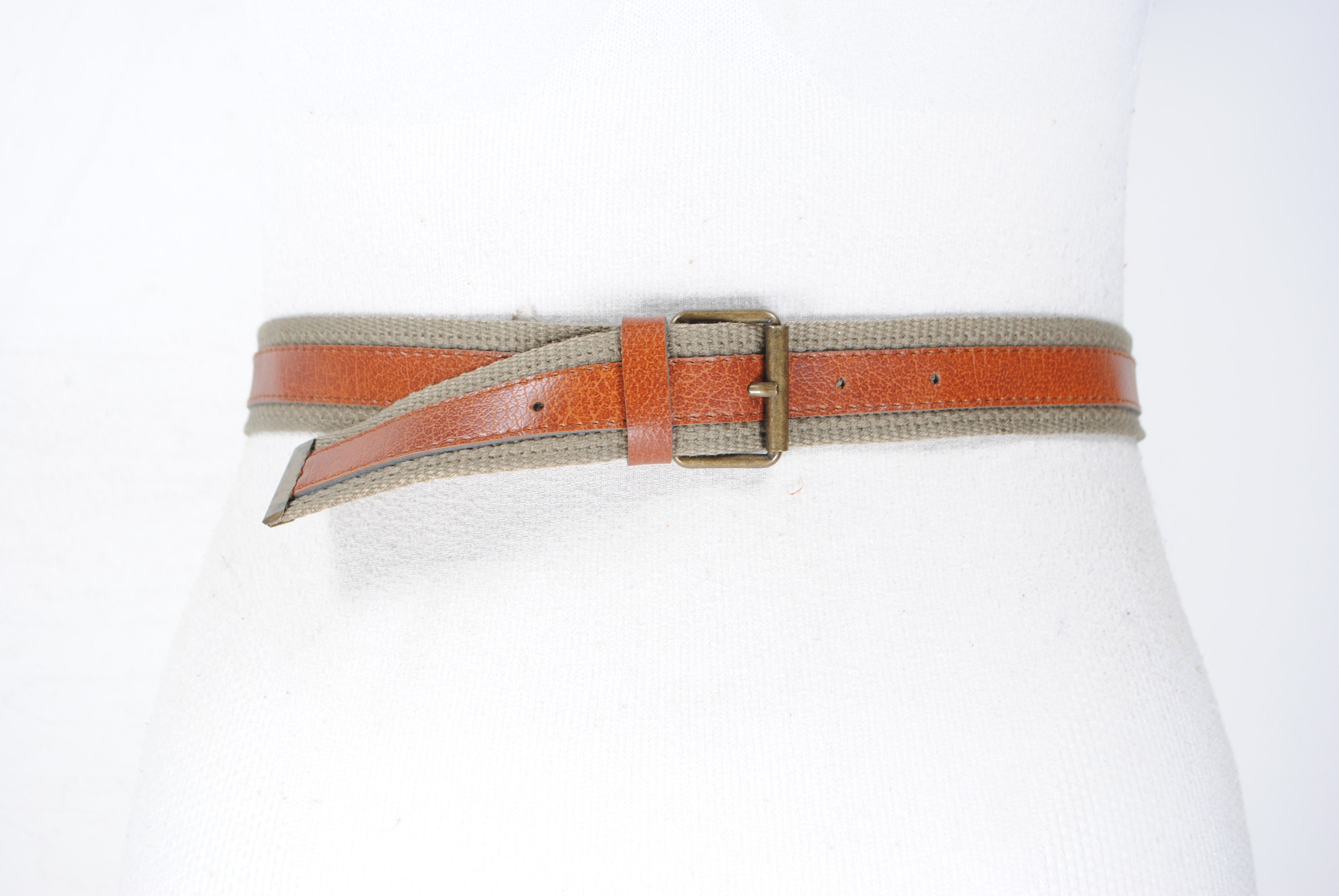 26''30'' Brown khaki belt brown leather Etsy