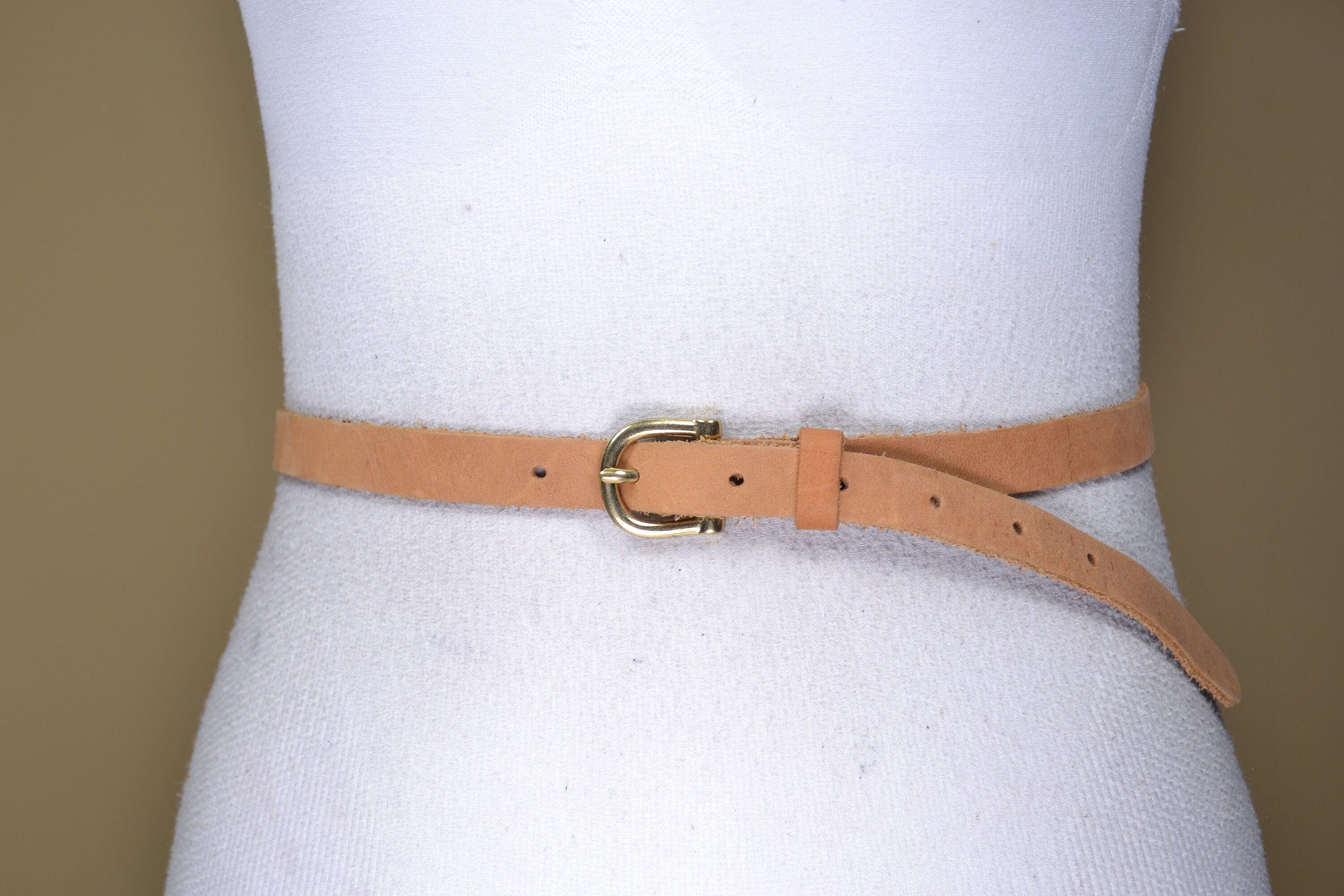 Vintage Beige‎ Leather Belt Tan Skinny Womens Small / Medium IFENDEI Women Waist Belts for Dresses Thin Black Skinny  main image 3