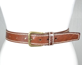 Vintage Tooled Leather Belt for Women, Brown Western Belt  display picture 1