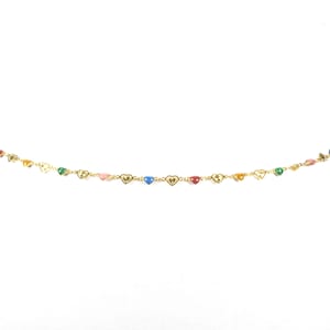 Gold Metallik Belt for Women, Love Heart Crystal Bead Chains,  Vintage Glass Beads Gold Chain Belt, Elegant Thin Gold Belt