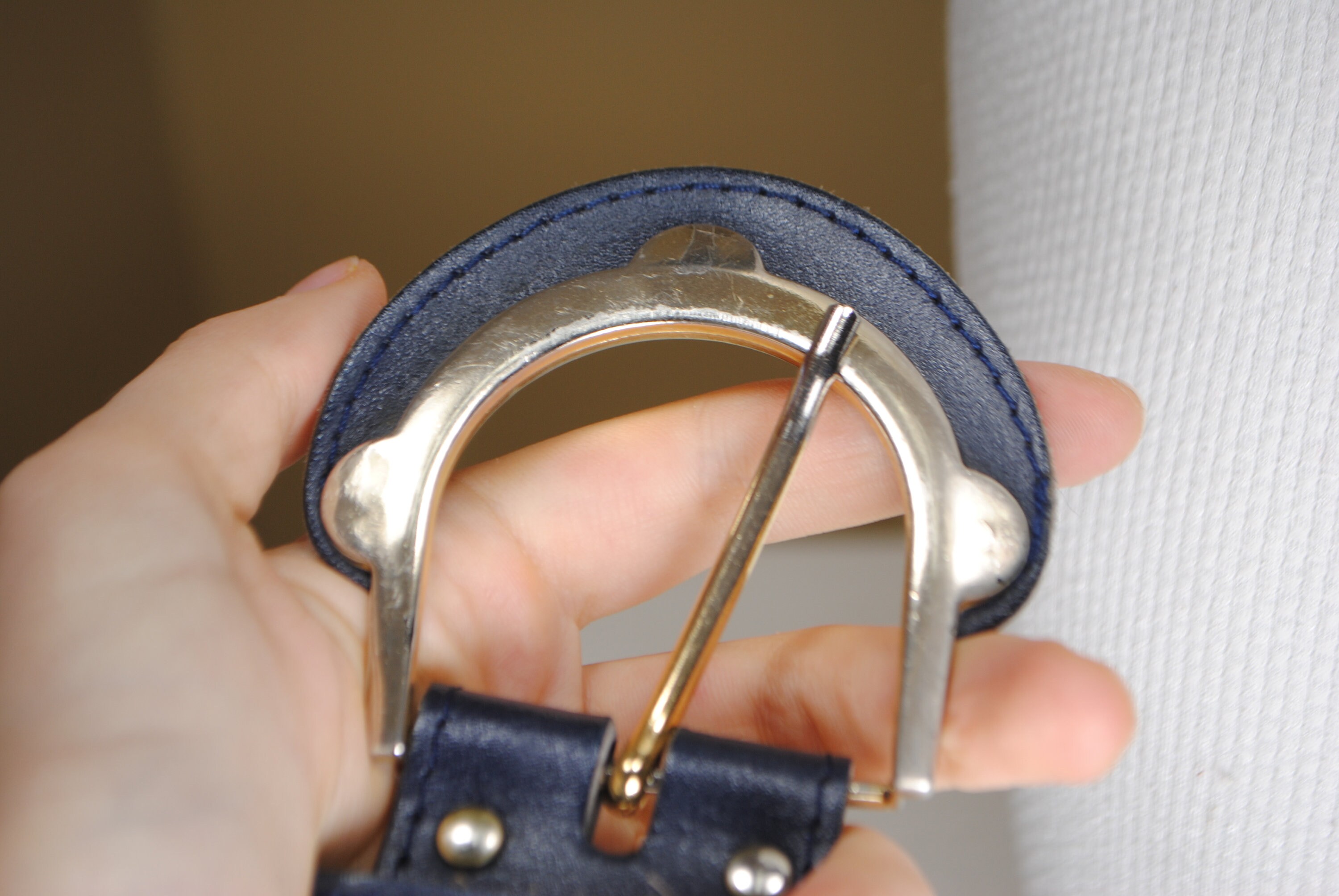 Blue Wide Cinch Leather Belt Women, Vintage Blue Belt
