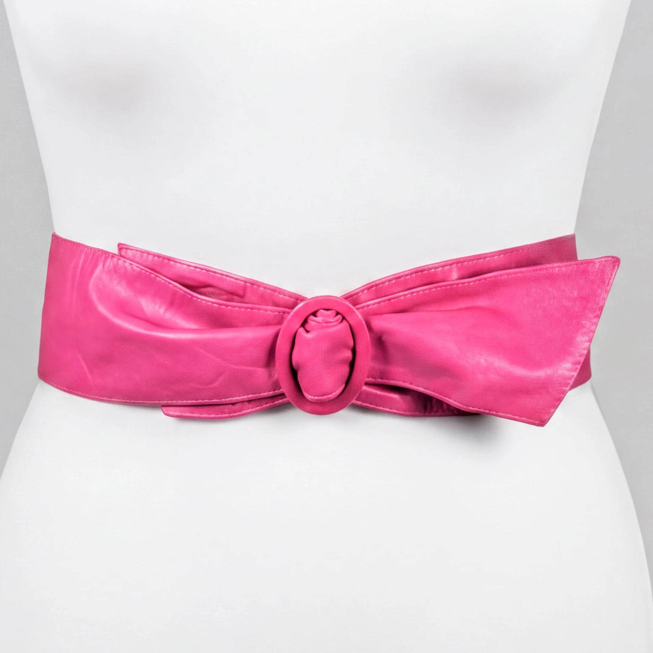 Wide Pink Obi Leather Waist Belt With Bow Detail - Etsy