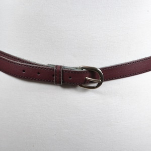 Skinny Purple Leather Belt for Women, Adjustable Violet Waist Strap, Minimalist Dress Belt