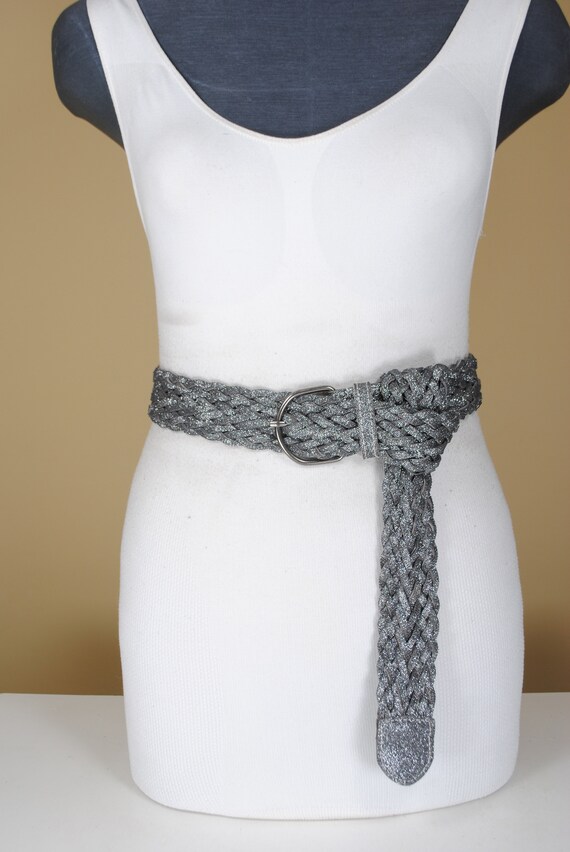 Silver braided belt sale
