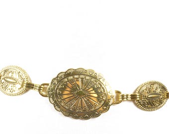 Vintage Gold Concho Chain Belt: Western Boho Statement Waist 