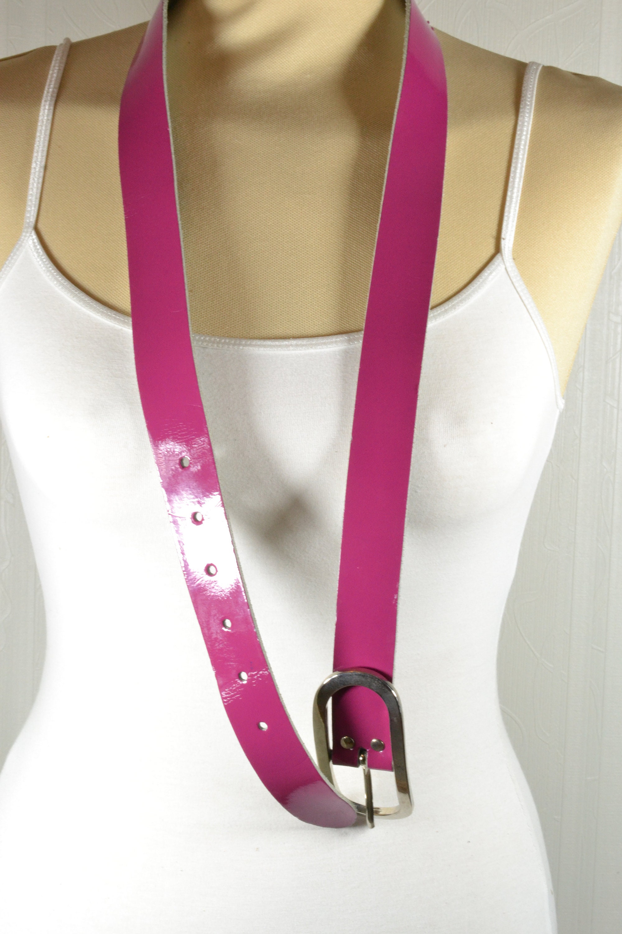 Patent Pink Leather Belt for Women - Etsy display picture 1
