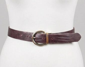 Vintage Narrow Burgundy Maroon Red Leather Belt - Etsy