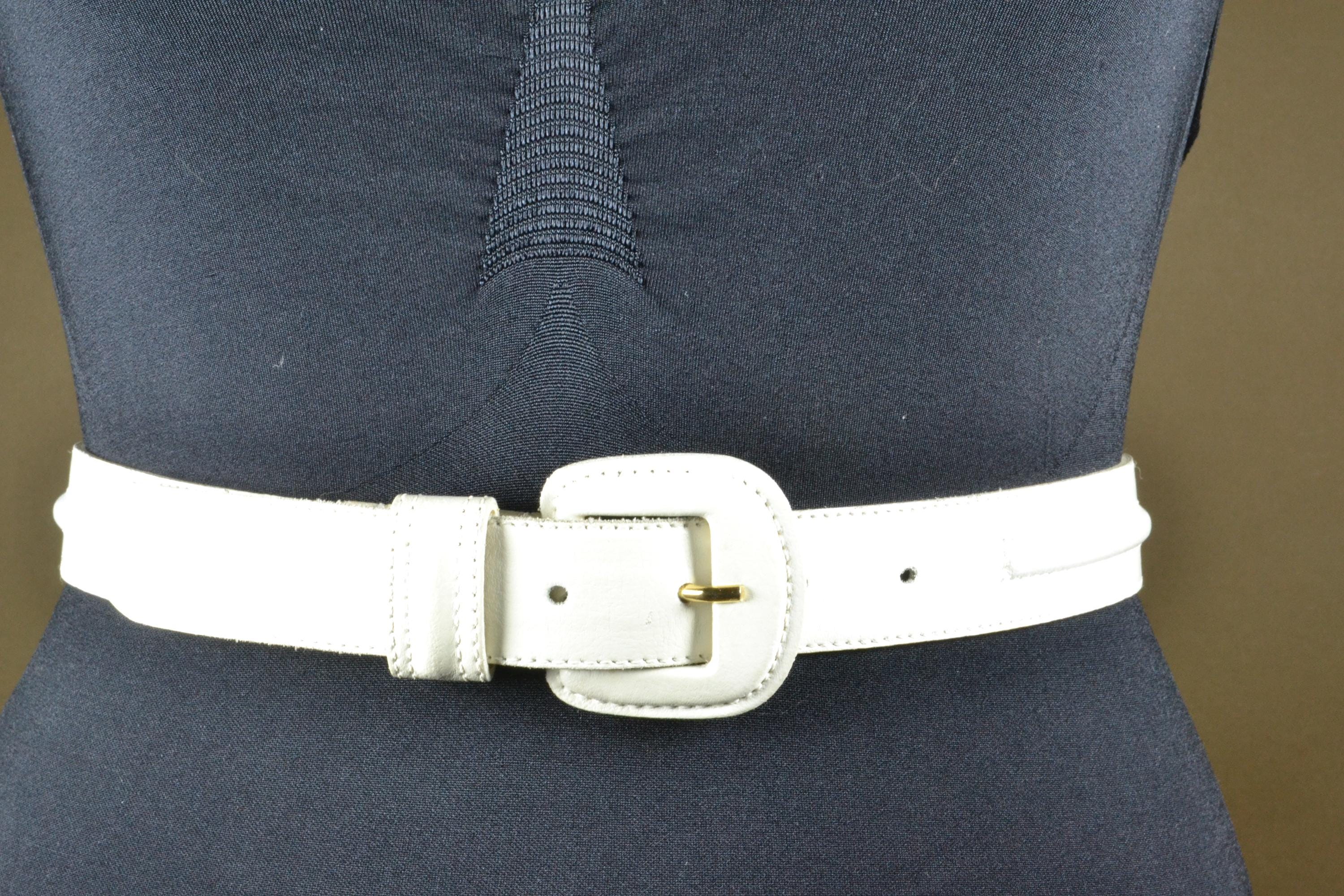 Vintage White Leather Double Ring Belt Statement Minimalist L Vintage White Belts - Etsy main image 4