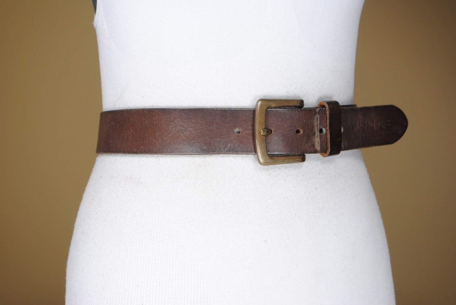 Dark Brown Leather Belt Brass buckle Unisex Trouser belt Etsy