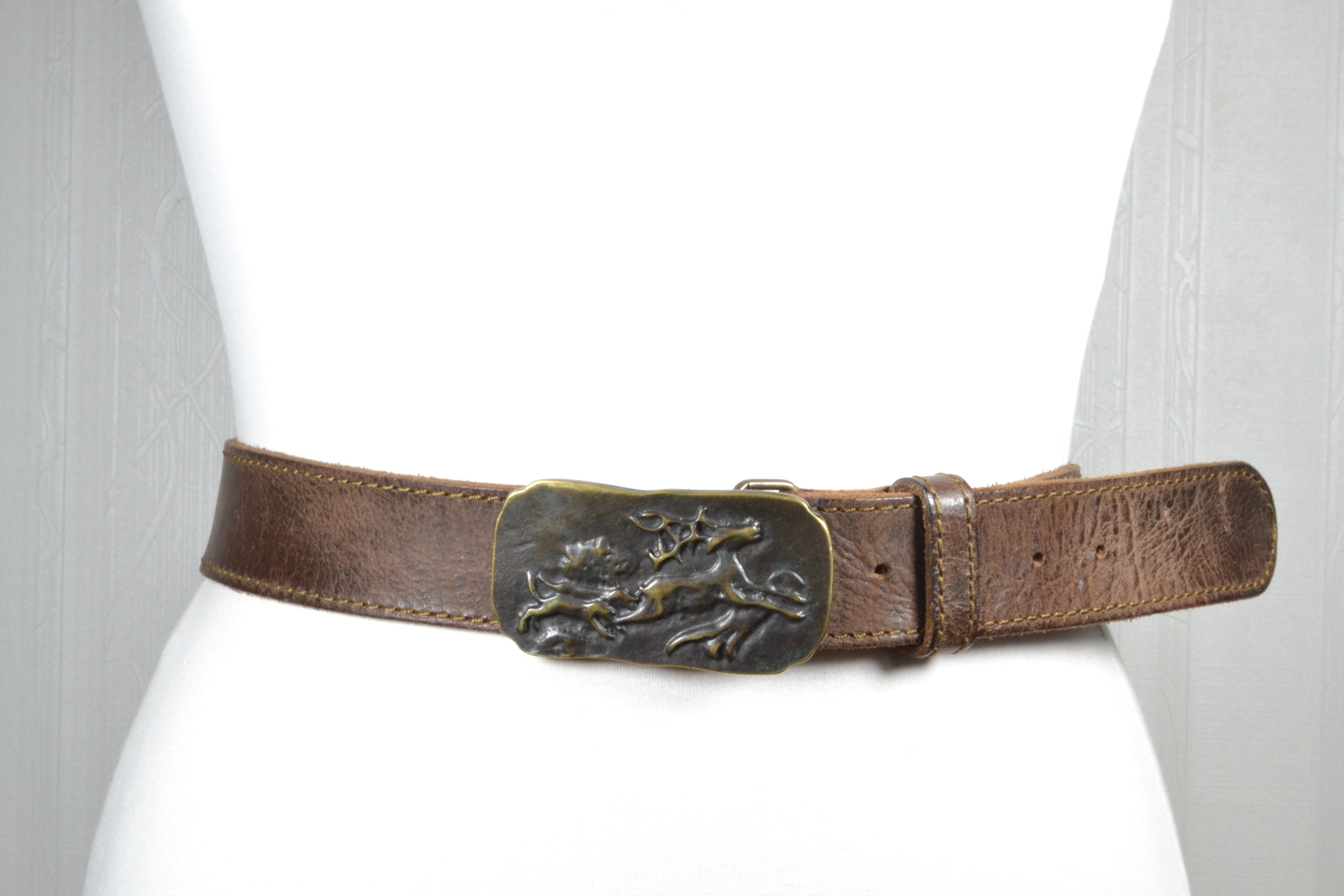 Vintage Revcor Elk buckle tan suede leather belt IMG_0287.jpg?v=1732077947&  main image 2