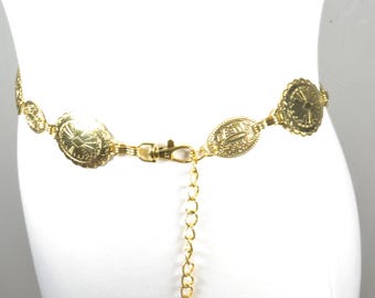 Vintage Gold Concho Chain Belt: Western Boho Statement Waist  display picture 2