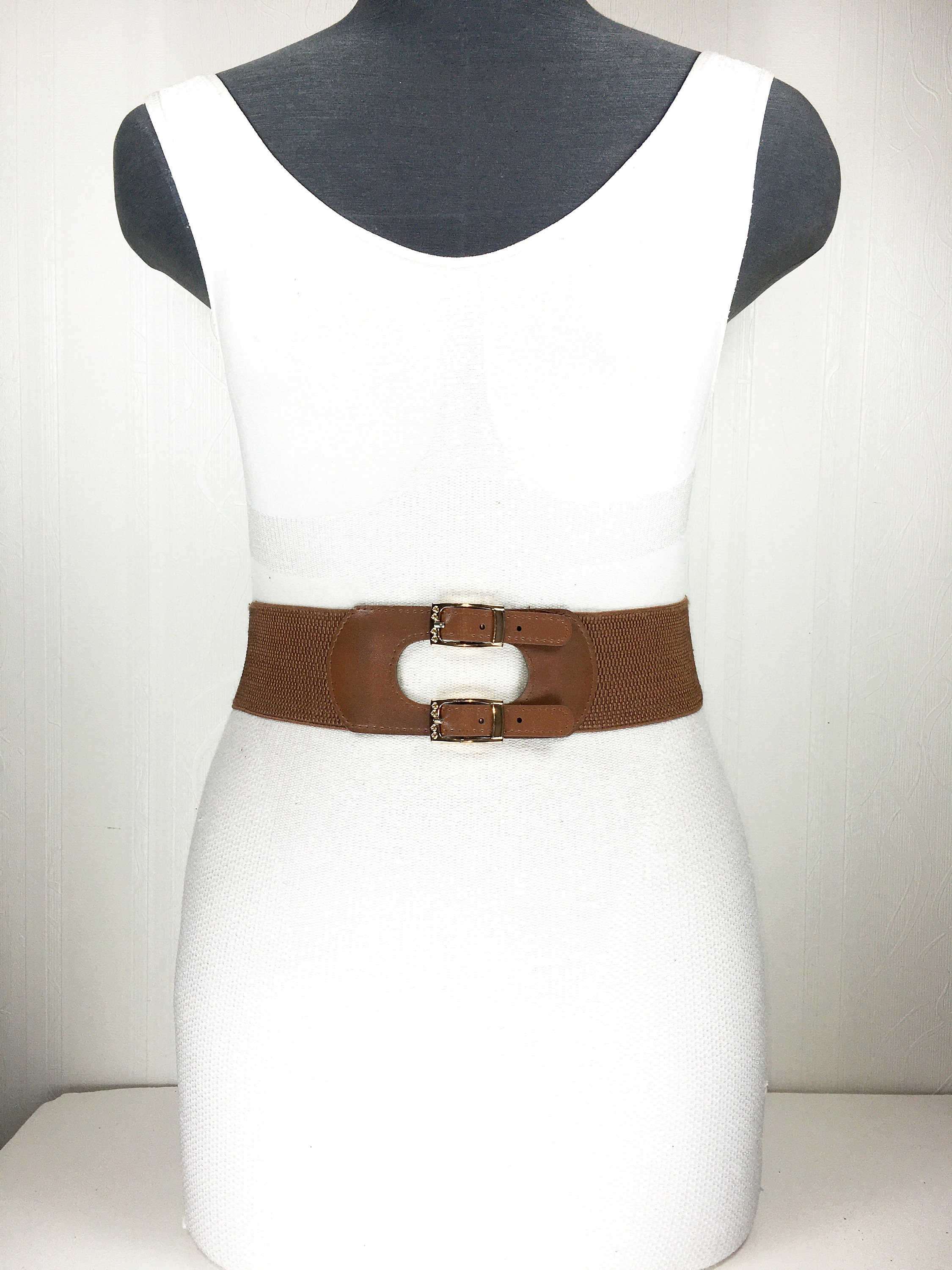 Brown elastic stretch waist belt for women | Etsy