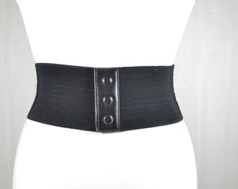Black Lace up Corset Belt: Extra Wide Stretch Waist Belt - Etsy display picture 3