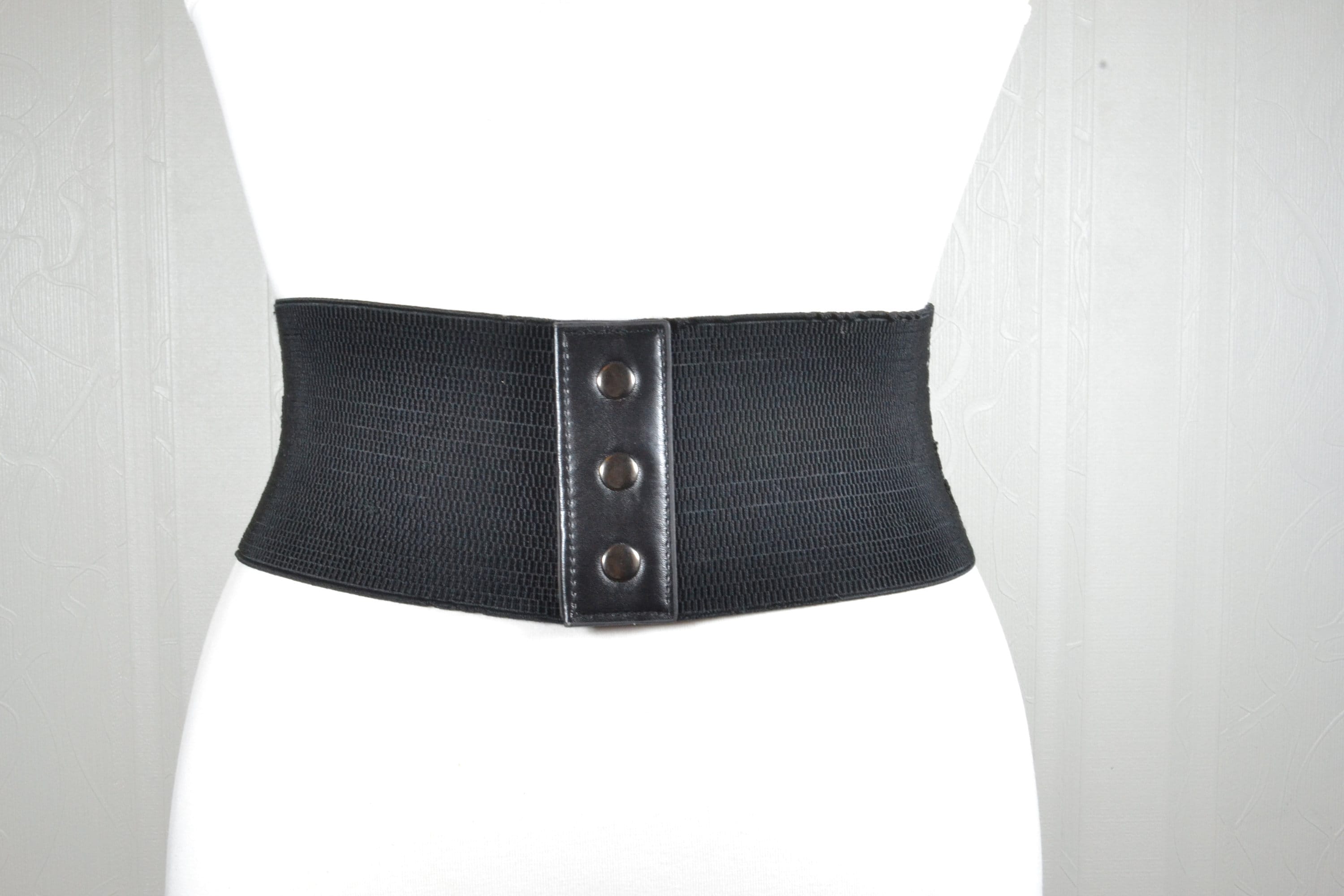 Black Lace up Corset Belt: Extra Wide Stretch Waist Belt - Etsy display picture 1