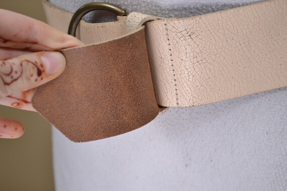 Beige Bronze Riveted Leather Belt for women - image 7