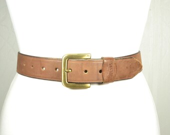 Vintage Boho Western Brown Leather Belt With Brass  display picture 1