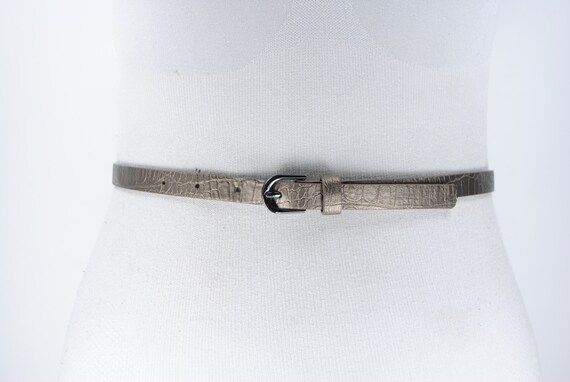 Bronze skinny metallic belt for women
