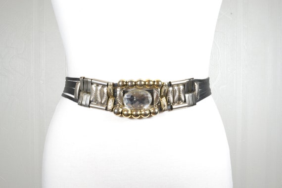Rhinestone Embellished Black Belt: Vintage Tribal Cosplay  display picture 3