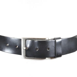 Wide Black Leather Belt, Classic Black Belt for Women Men, Vintage Real Leather Waist Belt with Silver Rectangular Buckle, Minimalist Unisex