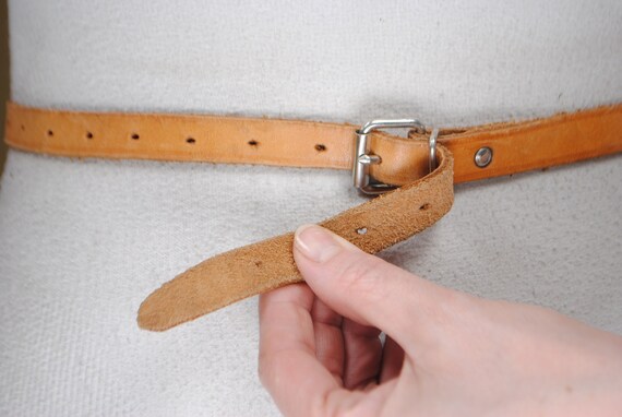 RESERVED FOR HOLLY Skinny Tan Brown Leather Belt … - image 3