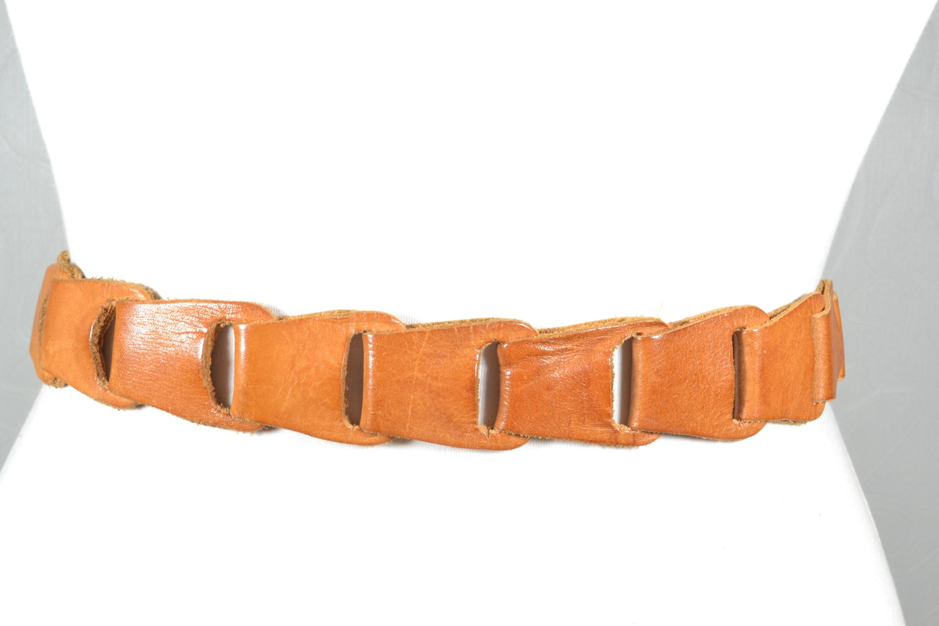 Vintage Braided Genuine Leather Belt - Tan size large Silver accents Leather Silver with Vintage Belts for Men for sale | eBay main image 3