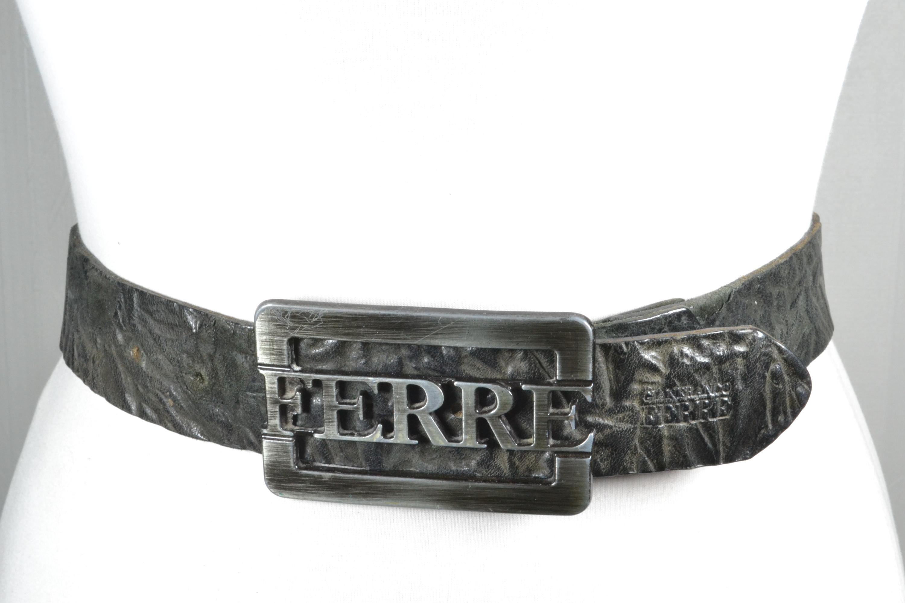 Vintage Style Black Faux Leather Silver Engraved Metal Link Statement Waist Belt Vintage Black Leather Belt With Silver Engraved Military  main image 3