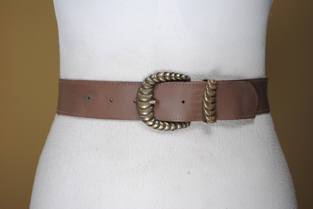 Chocolate Brown Belt Women With Carved Bronze Buckle - Etsy