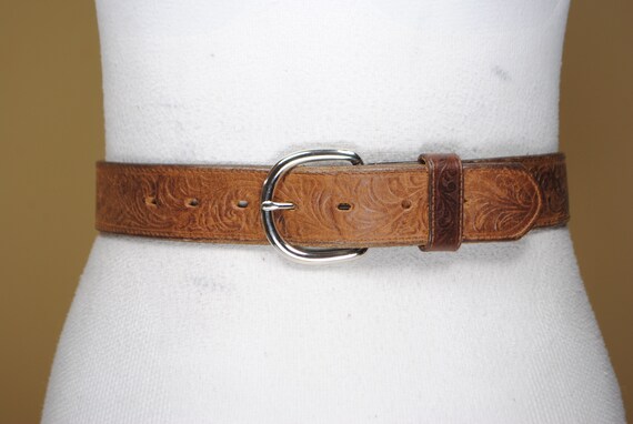 Tooled Leather Belt. Engraved belt, Western Cowgi… - image 4