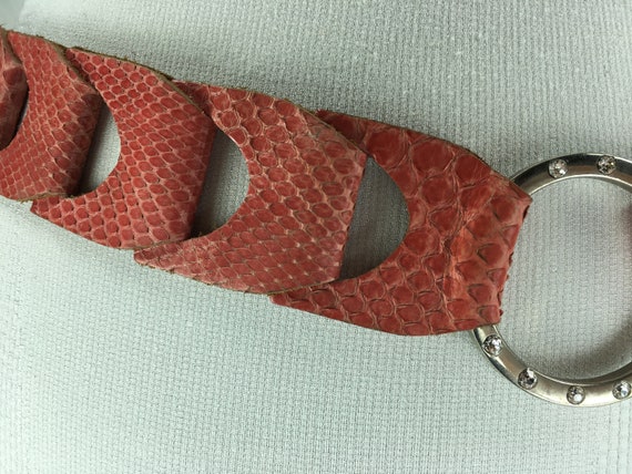 1990s pink python snake skin belt for women - image 6