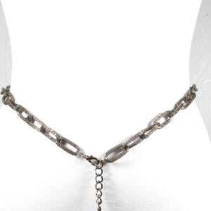 Skinny metallic belt Vintage Silver Chain Belt for Women, Textured Link Belt with Adjustable Drop Chain, Boho Statement Waist Belt