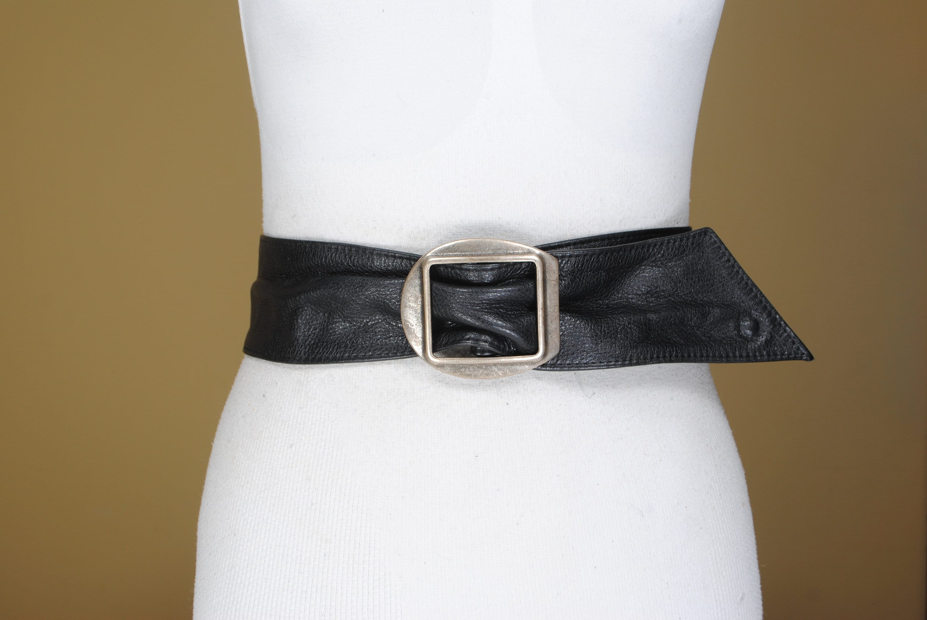 Black 41'' wide cinch soft leather belt for women | Etsy