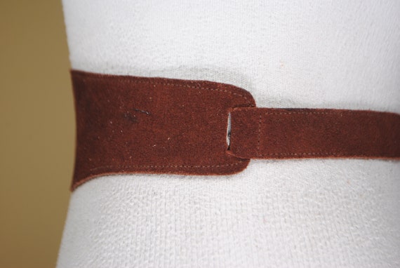 Brown wide suede dirndl leather belt for women - image 7