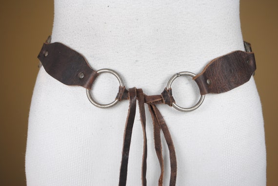 Brown Link Tie up Leather Belt - Etsy