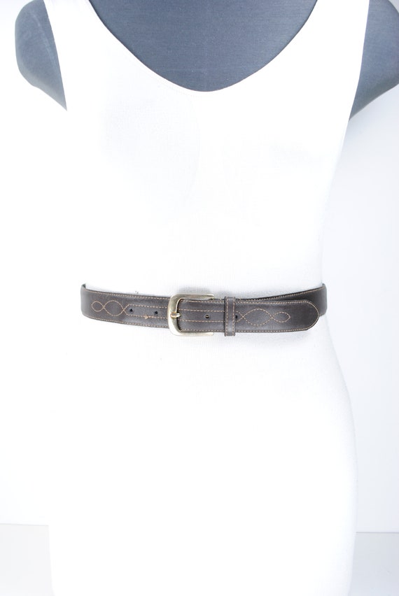 Stitched Chocolate coffee brown belt for women / … - image 2