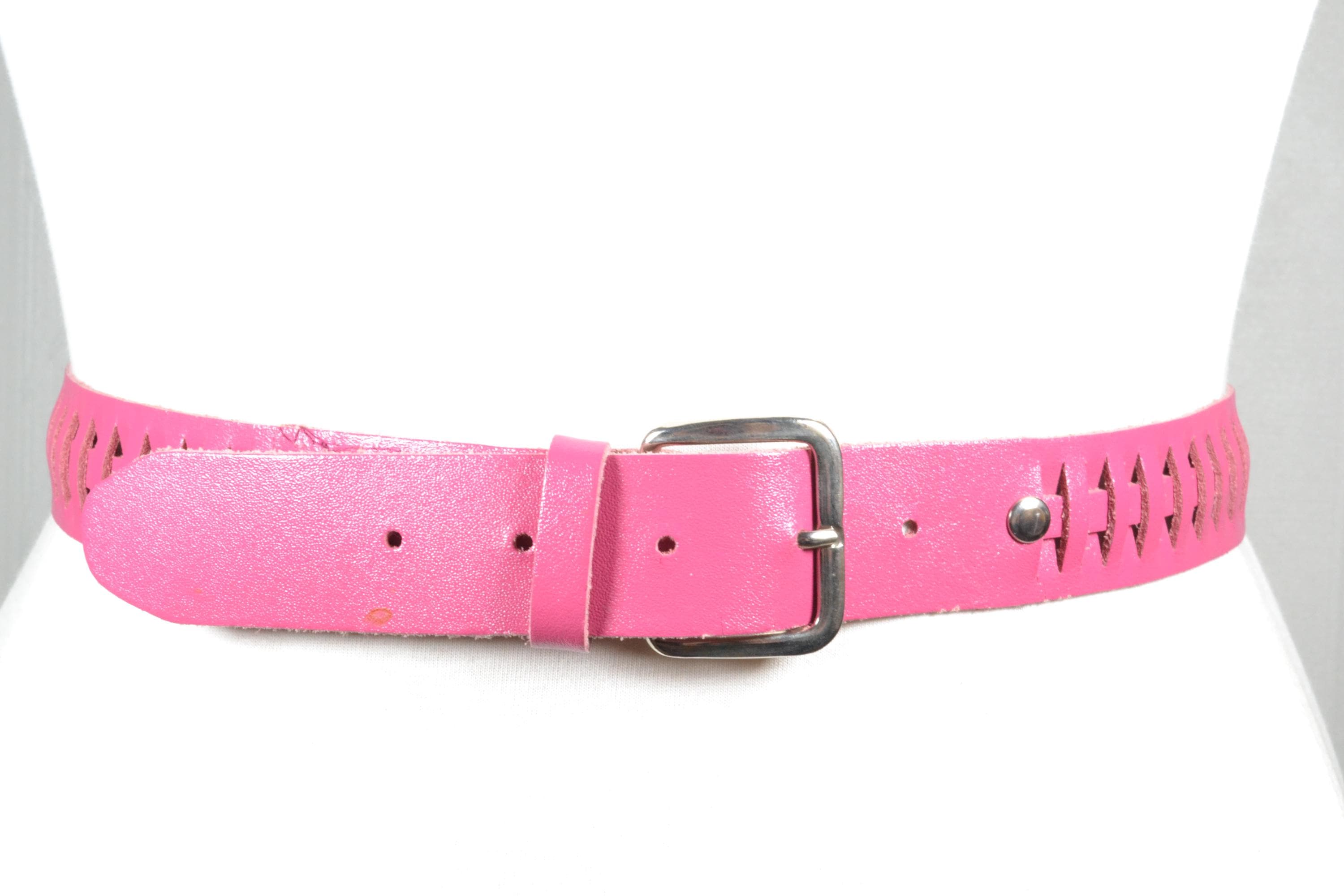 Hot Pink Leather Belt: Woven Detail Retro Waist Belt - Etsy