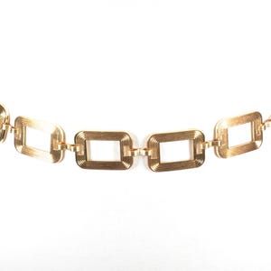 Vintage Gold Chain Link Belt, 70s Geometric Statement Waist Chain, Rectangle Link Metal Belt, Boho Glam Waist JewelryBelt, Elegant Gold Belt