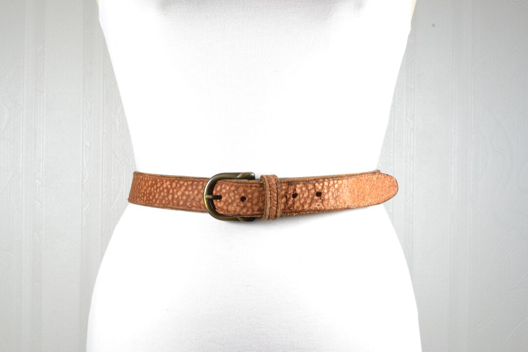PESERICO Italy Brown Leather Skinny Women\'s Belt Silver Square Buckle 38 / XS Women main image 4