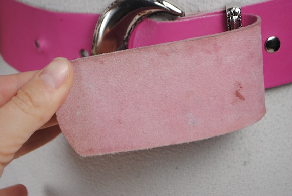 Ruby pink wide leather belt for women - image 10
