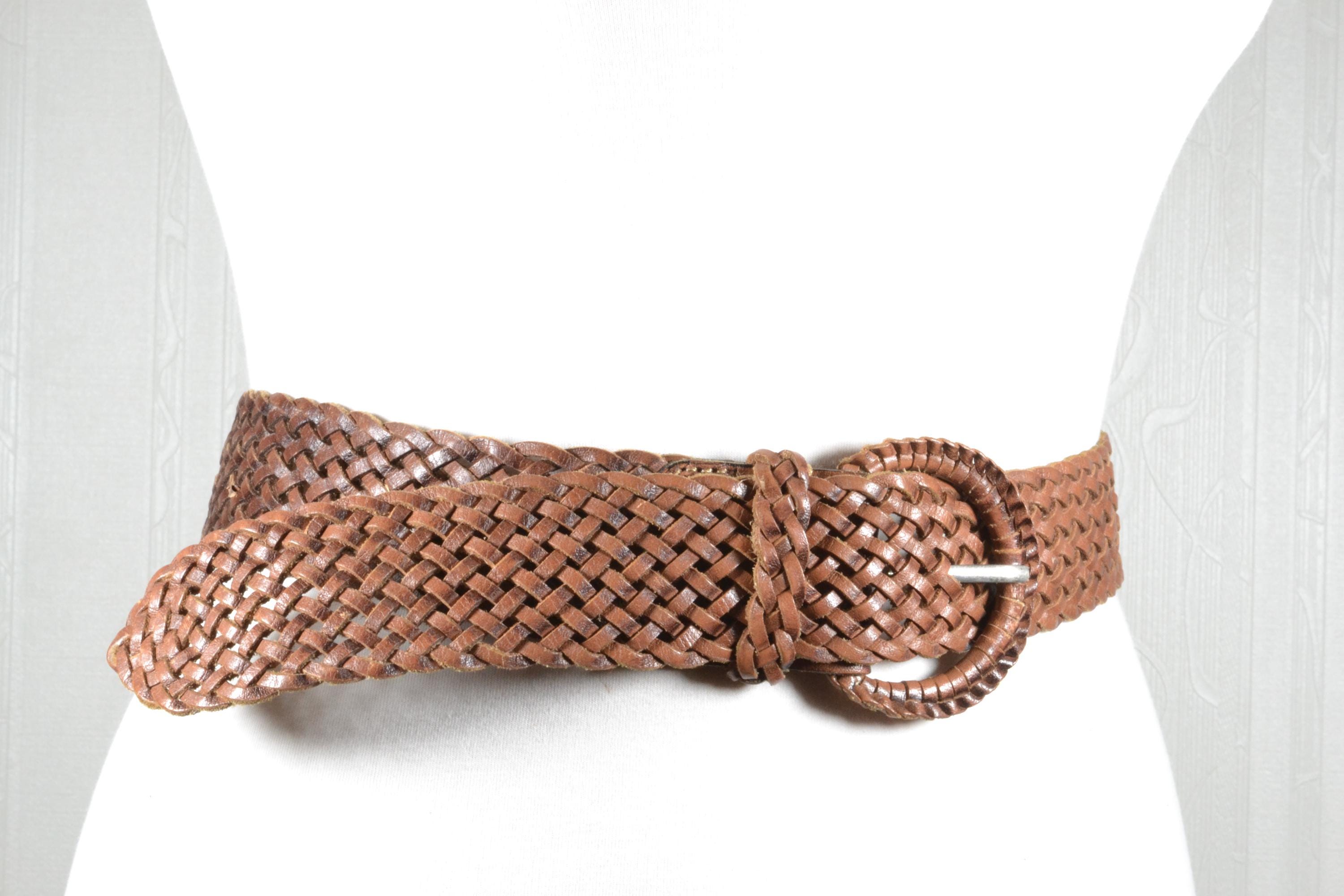 Vintage Chocolate Brown Braided Leather Belt: Boho Style  display picture 1