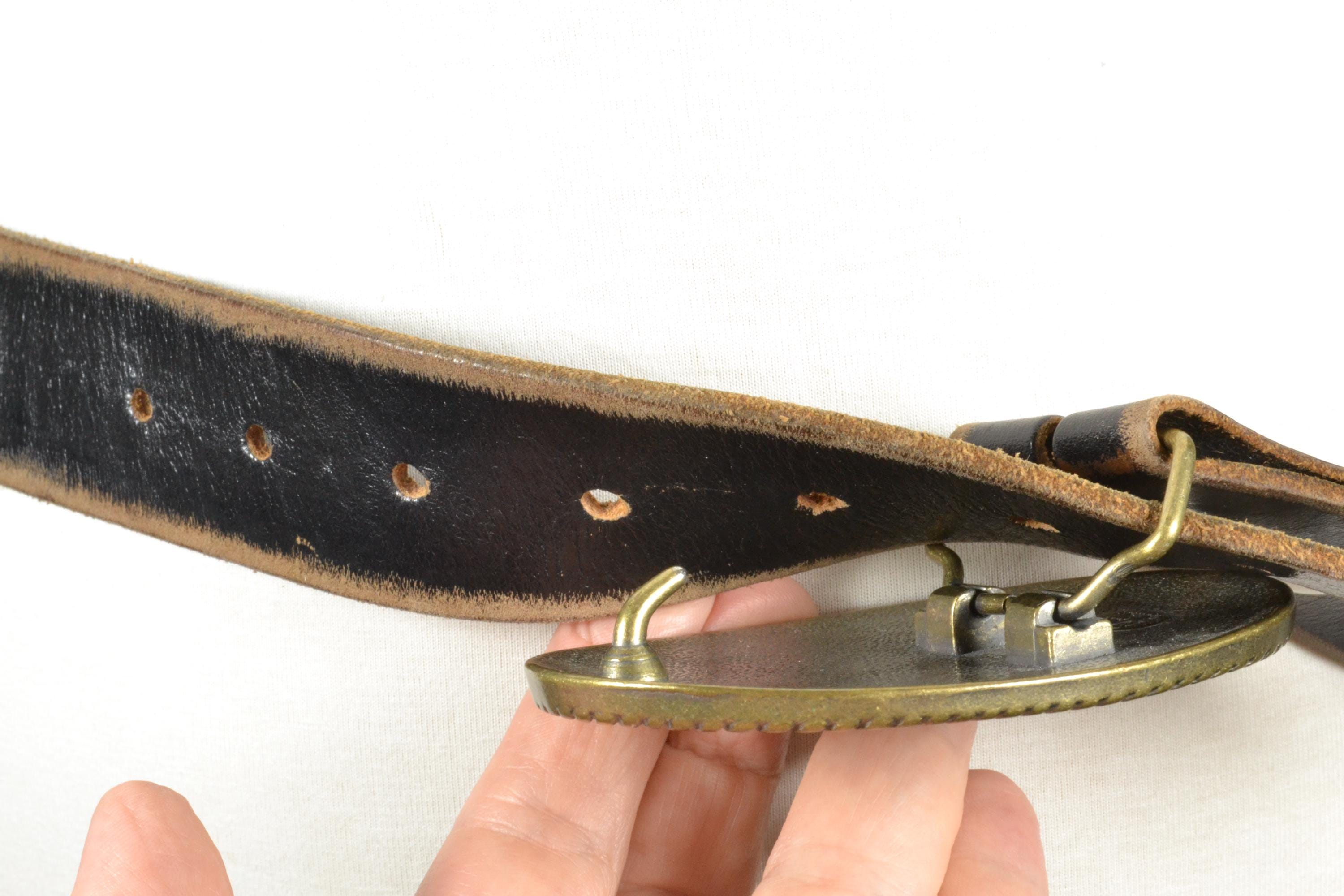 Like New Martine Wester Brown Leather Belt with Round Rhinestone Buckle Size Med m96959885587_1.jpg main image 4