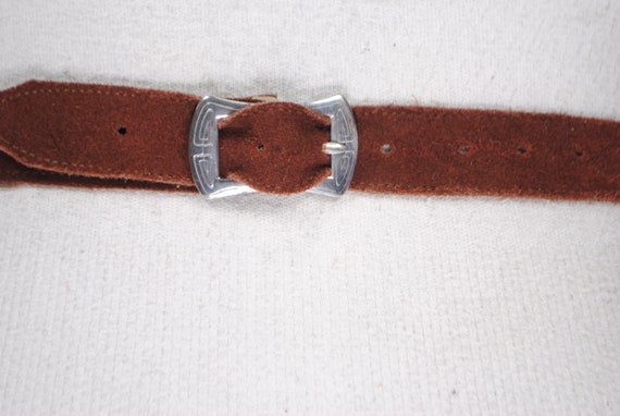 Brown wide suede dirndl leather belt for women - image 5