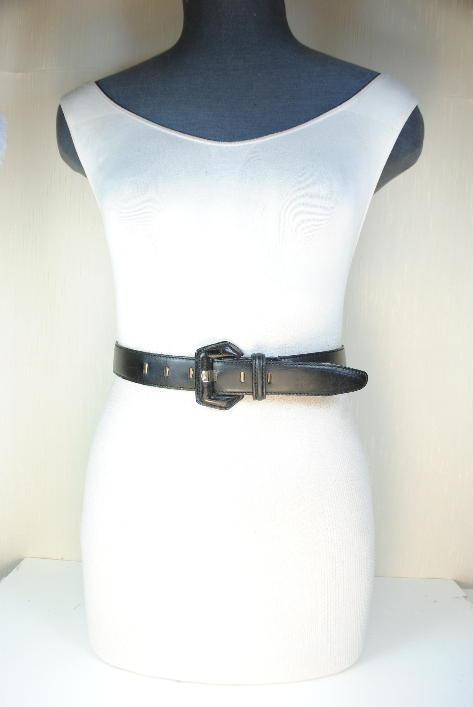 Worth Black and Tan Geometric Women\'s Belt Stamped Leather Belt - Geometry with Geometric Patterns  main image 3