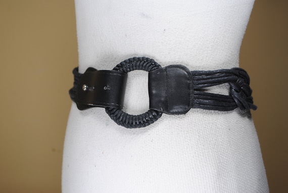 Wide black braided belt with big knots - image 5