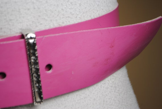 Ruby pink wide leather belt for women - image 8