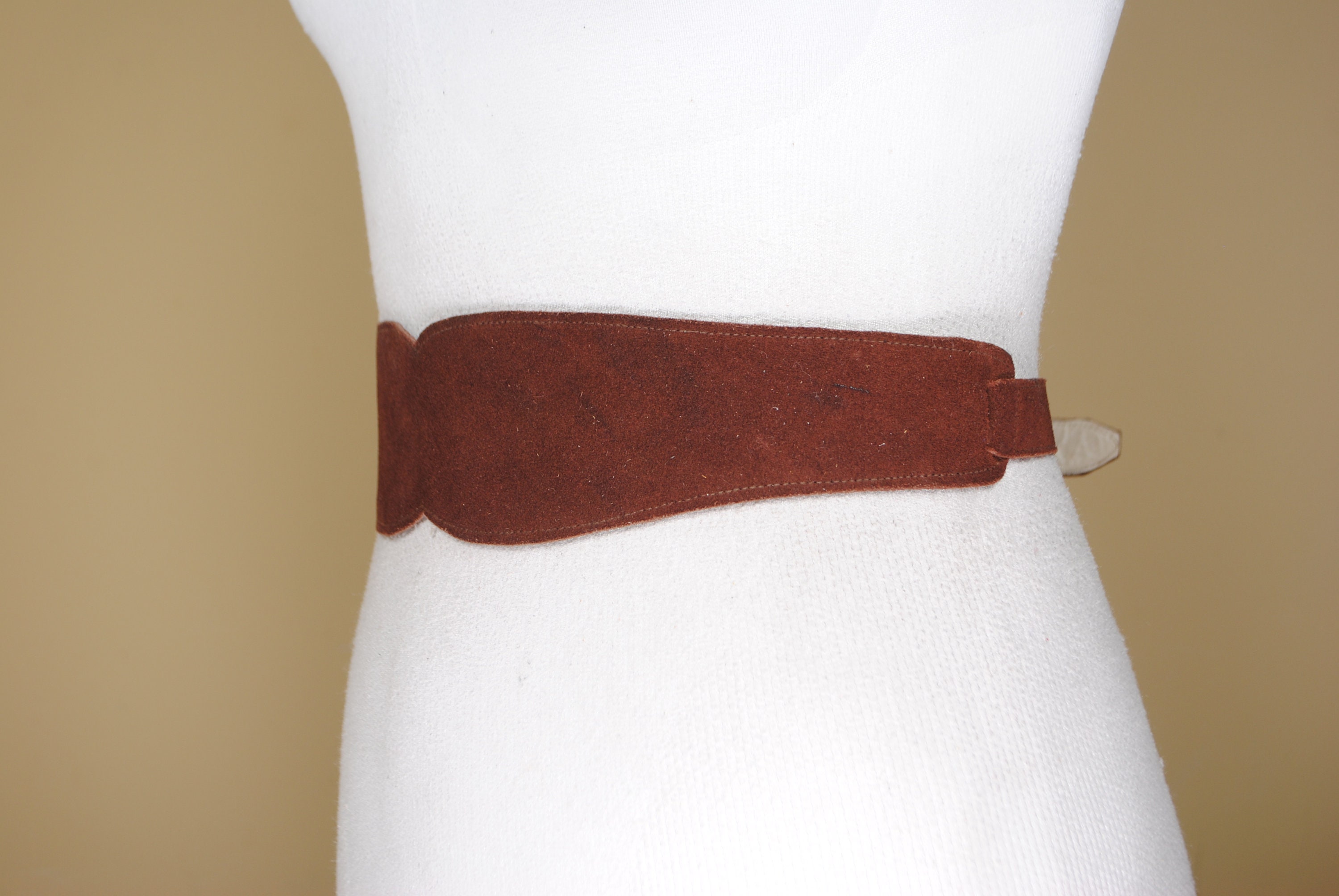 Brown wide suede dirndl leather belt for women