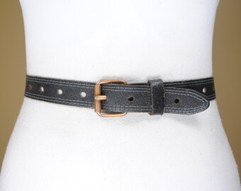 Vintage Black Leather Belt: Skinny D&G Logo Buckle - Etsy display picture 1